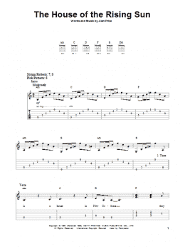 page one of The House Of The Rising Sun (Easy Guitar Tab)