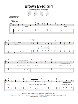 page one of Brown Eyed Girl (Easy Guitar Tab)