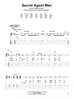 page one of Secret Agent Man (Easy Guitar Tab)