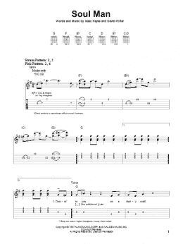 page one of Soul Man (Easy Guitar Tab)
