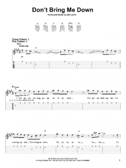 page one of Don't Bring Me Down (Easy Guitar Tab)