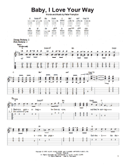 page one of Baby, I Love Your Way (Easy Guitar Tab)