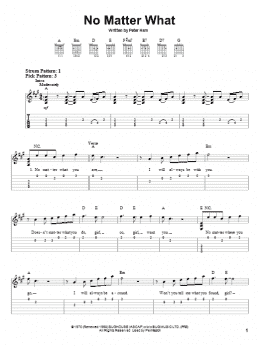 page one of No Matter What (Easy Guitar Tab)