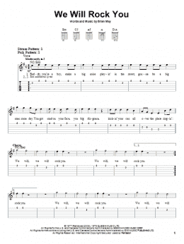 page one of We Will Rock You (Easy Guitar Tab)