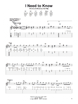 page one of I Need To Know (Easy Guitar Tab)