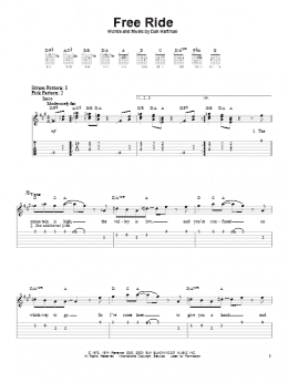 page one of Free Ride (Easy Guitar Tab)