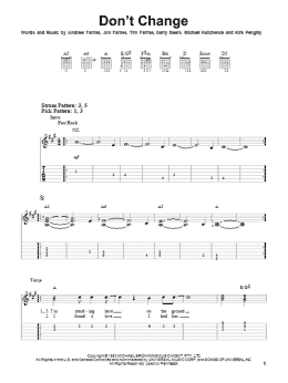 page one of Don't Change (Easy Guitar Tab)