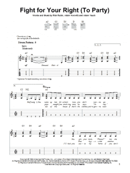 page one of Fight For Your Right (To Party) (Easy Guitar Tab)