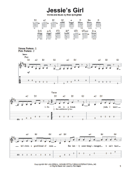 page one of Jessie's Girl (Easy Guitar Tab)