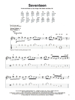 page one of Seventeen (Easy Guitar Tab)