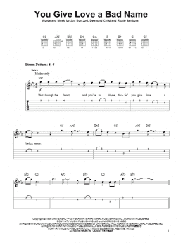 page one of You Give Love A Bad Name (Easy Guitar Tab)
