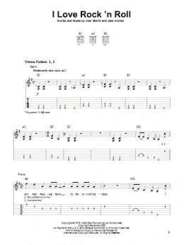 page one of I Love Rock 'N Roll (Easy Guitar Tab)