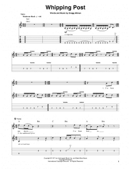 page one of Whipping Post (Guitar Tab (Single Guitar))