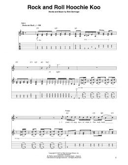 page one of Rock And Roll Hoochie Koo (Guitar Tab (Single Guitar))