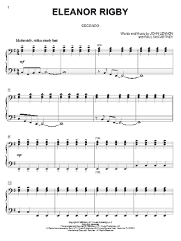 page one of Eleanor Rigby (Piano Duet)