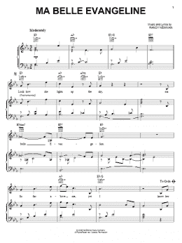 page one of Ma Belle Evangeline (Piano, Vocal & Guitar Chords (Right-Hand Melody))