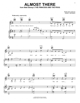 page one of Almost There (from The Princess and the Frog) (Piano, Vocal & Guitar Chords (Right-Hand Melody))