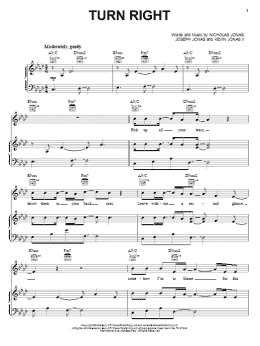 page one of Turn Right (Piano, Vocal & Guitar Chords (Right-Hand Melody))