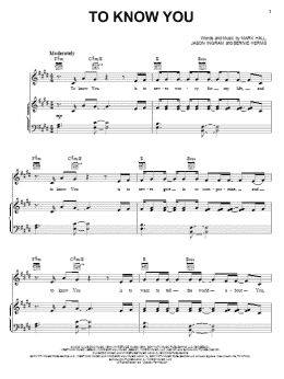 page one of To Know You (Piano, Vocal & Guitar Chords (Right-Hand Melody))