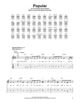 page one of Popular (from Wicked) (Easy Guitar Tab)