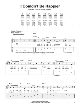 page one of I Couldn't Be Happier (from Wicked) (Easy Guitar Tab)