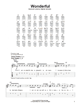 page one of Wonderful (from Wicked) (Easy Guitar Tab)