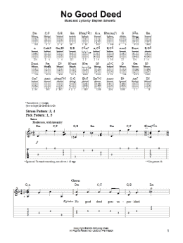 page one of No Good Deed (from Wicked) (Easy Guitar Tab)