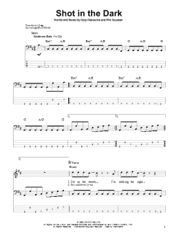 page one of Shot In The Dark (Bass Guitar Tab)
