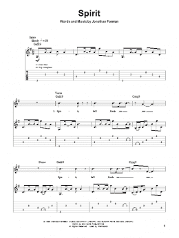 page one of Spirit (Guitar Tab (Single Guitar))