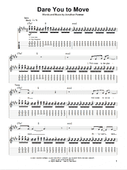 page one of Dare You To Move (Guitar Tab (Single Guitar))