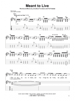 page one of Meant To Live (Guitar Tab (Single Guitar))