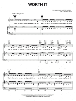 page one of Worth It (Piano, Vocal & Guitar Chords (Right-Hand Melody))
