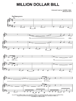 page one of Million Dollar Bill (Piano, Vocal & Guitar Chords (Right-Hand Melody))