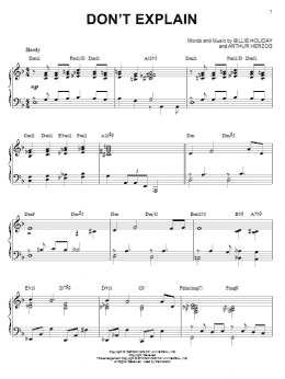 page one of Don't Explain (arr. Brent Edstrom) (Piano Solo)