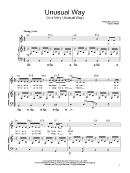 page one of Unusual Way (In A Very Unusual Way) (Piano, Vocal & Guitar Chords (Right-Hand Melody))