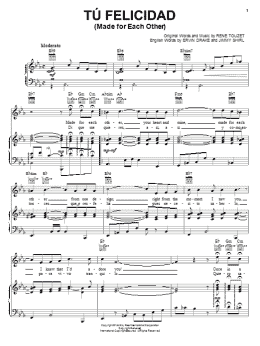 page one of Tu Felicidad (Made For Each Other) (Piano, Vocal & Guitar Chords (Right-Hand Melody))