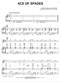 page one of Ace Of Spades (Piano, Vocal & Guitar Chords (Right-Hand Melody))