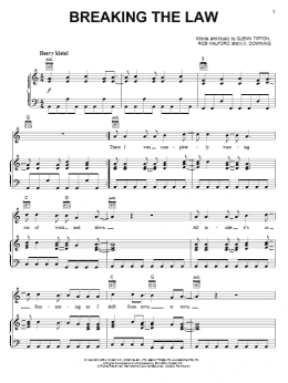 page one of Breaking The Law (Piano, Vocal & Guitar Chords (Right-Hand Melody))