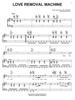 page one of Love Removal Machine (Piano, Vocal & Guitar Chords (Right-Hand Melody))
