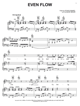 page one of Even Flow (Piano, Vocal & Guitar Chords (Right-Hand Melody))