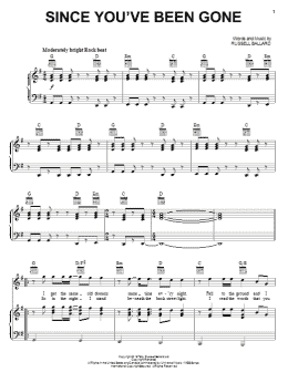 page one of Since You've Been Gone (Piano, Vocal & Guitar Chords (Right-Hand Melody))