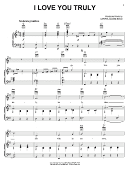 page one of I Love You Truly (Piano, Vocal & Guitar Chords (Right-Hand Melody))