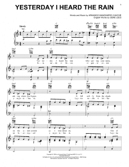 page one of Yesterday I Heard The Rain (Piano, Vocal & Guitar Chords (Right-Hand Melody))