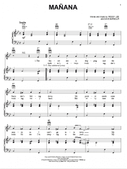 page one of Manana (Piano, Vocal & Guitar Chords (Right-Hand Melody))