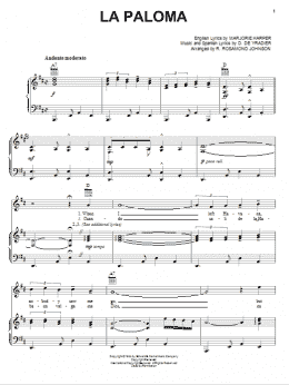 page one of La Paloma (Piano, Vocal & Guitar Chords (Right-Hand Melody))