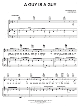page one of A Guy Is A Guy (Piano, Vocal & Guitar Chords (Right-Hand Melody))