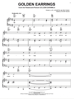 page one of Golden Earrings (Piano, Vocal & Guitar Chords (Right-Hand Melody))