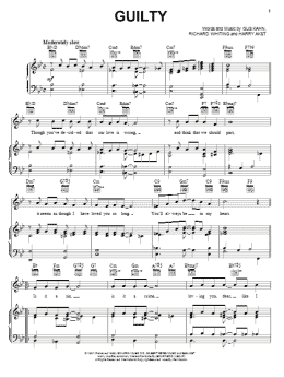 page one of Guilty (Piano, Vocal & Guitar Chords (Right-Hand Melody))
