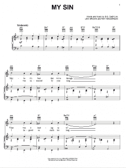 page one of My Sin (Piano, Vocal & Guitar Chords (Right-Hand Melody))