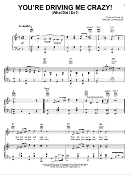 page one of You're Driving Me Crazy! (What Did I Do?) (Piano, Vocal & Guitar Chords (Right-Hand Melody))